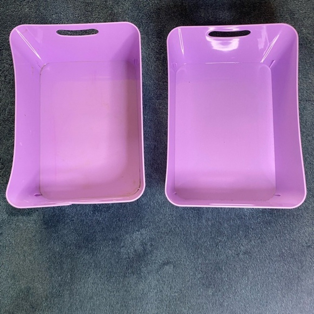 EUC - Set of two bright purple plastic matching storage organizers - see pics